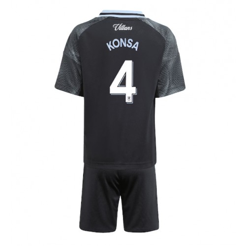 Otroški Nogometni dresi Aston Villa Ezri Konsa #4 Gostujoči 2025-26 Kratek Rokav (+ Kratke hlače)
